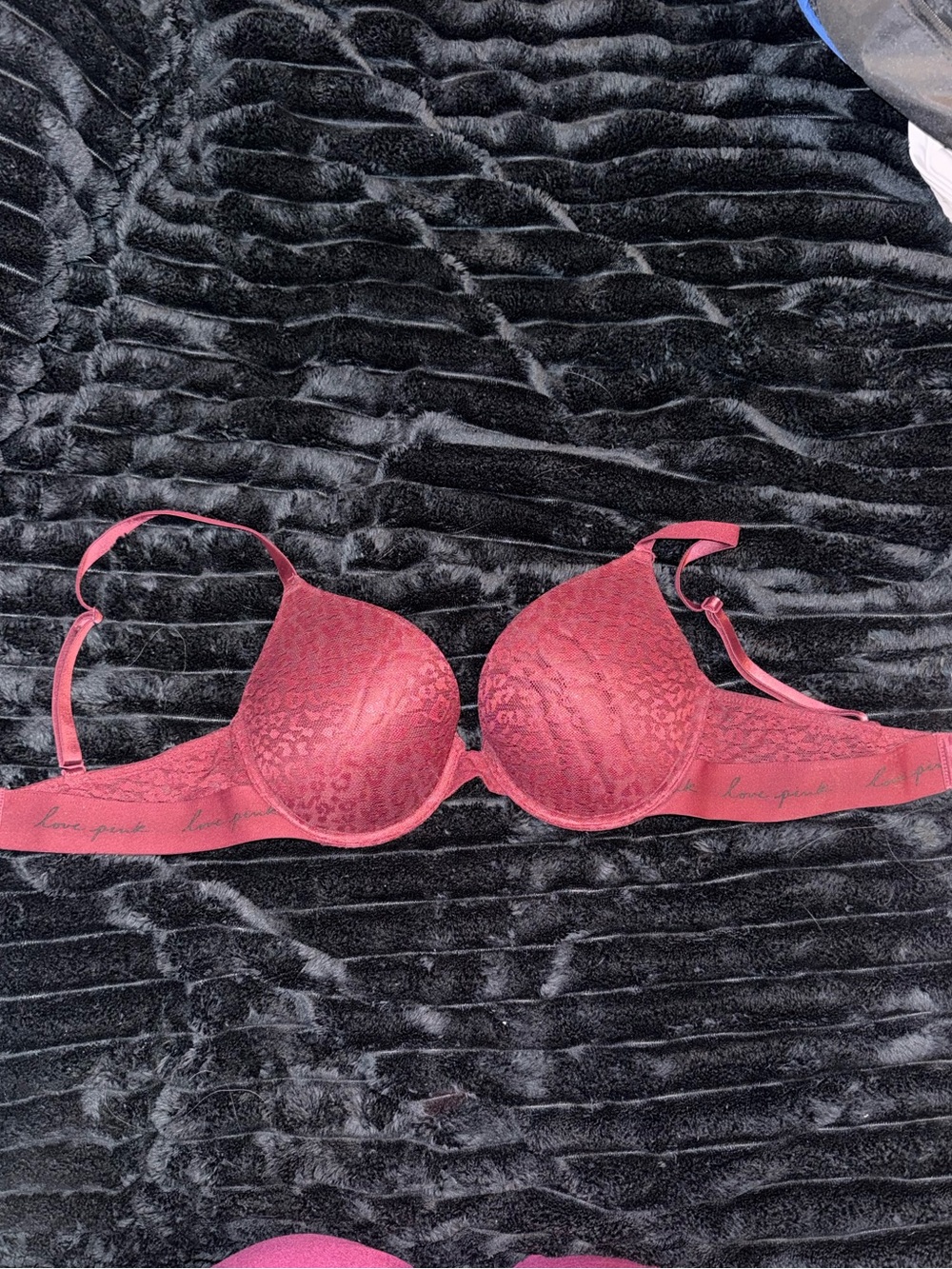 PINK Victoria's Secret Deep Raspberry Lace everywhere Push-Up Bra